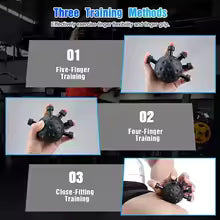 Five-Finger Trainer with Grip Ball - Finger Rehabilitation and Hand Strength Training Device, Portable Wrist Gripper and Exerciser