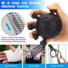 Five-Finger Trainer with Grip Ball - Finger Rehabilitation and Hand Strength Training Device, Portable Wrist Gripper and Exerciser